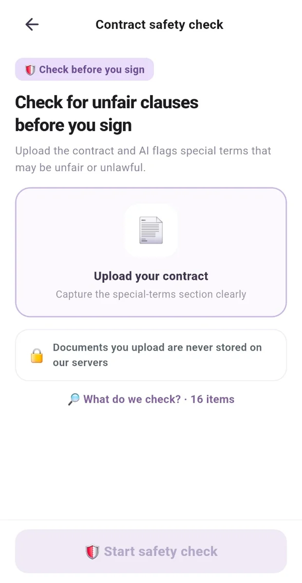 Contract safety check