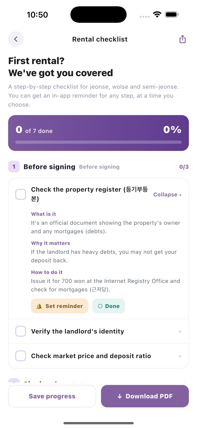 JiiBE rental checklist