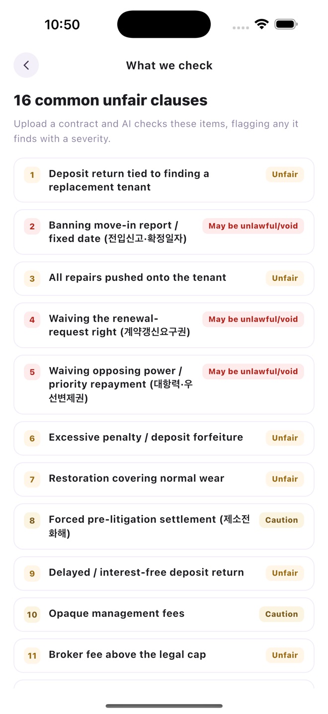The 16 unfair clauses JiiBE checks
